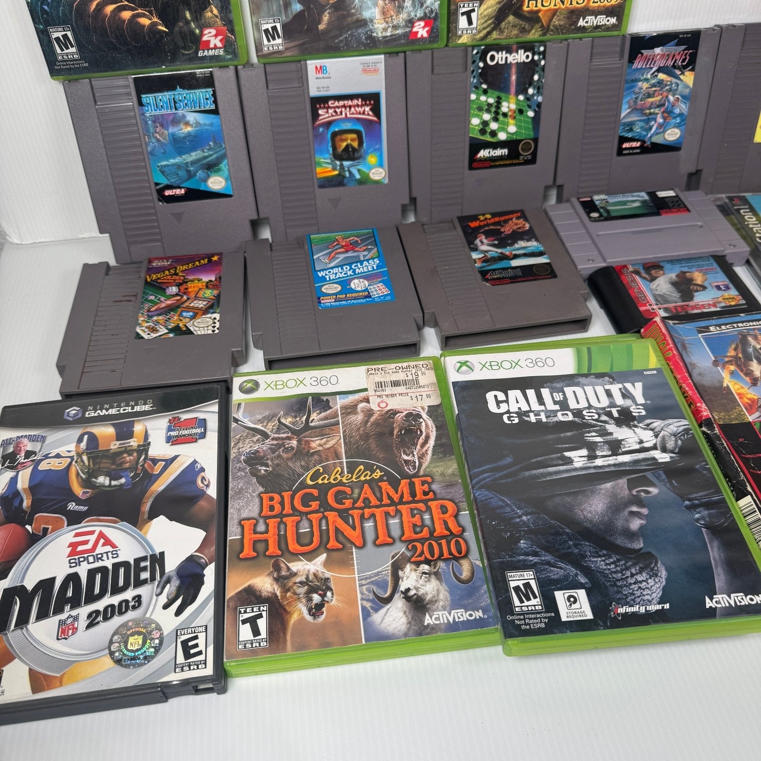 Mixed Lot of 20 Retro Games NES, Genesis, Xbox 360 & More Bioshock, Cabela's