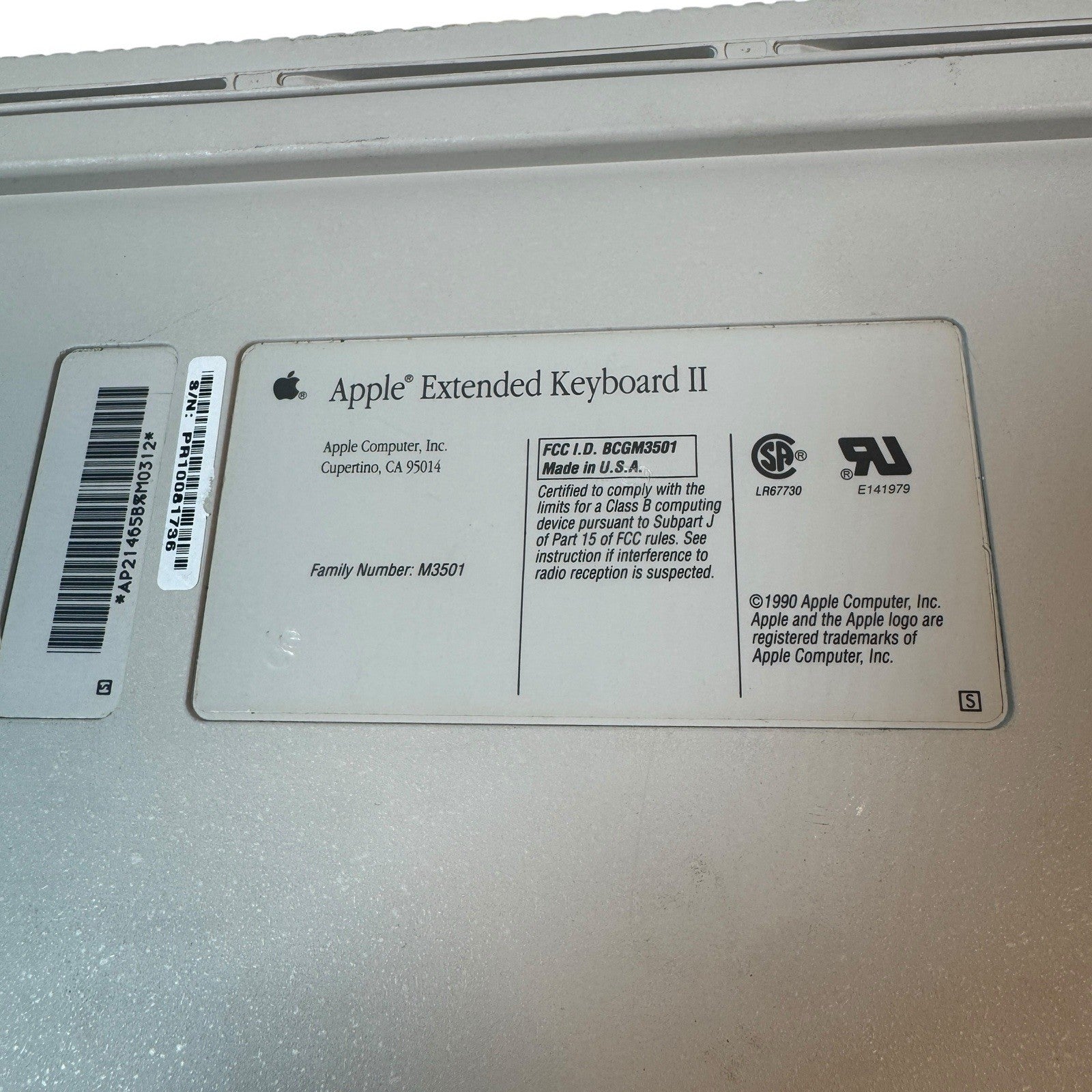 Vintage Apple Extended Keyboard II M3501 Mechanical ADB White Alps with Cable