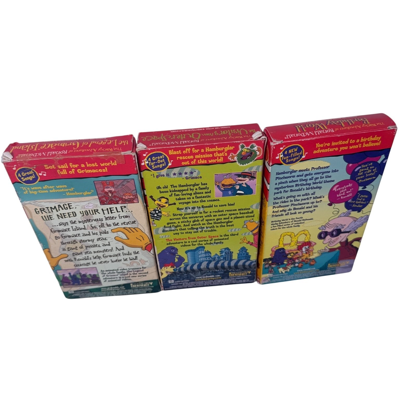 Vintage Lot of 3 The Wacky Adventures of Ronald McDonald VHS 1998 McDonald's