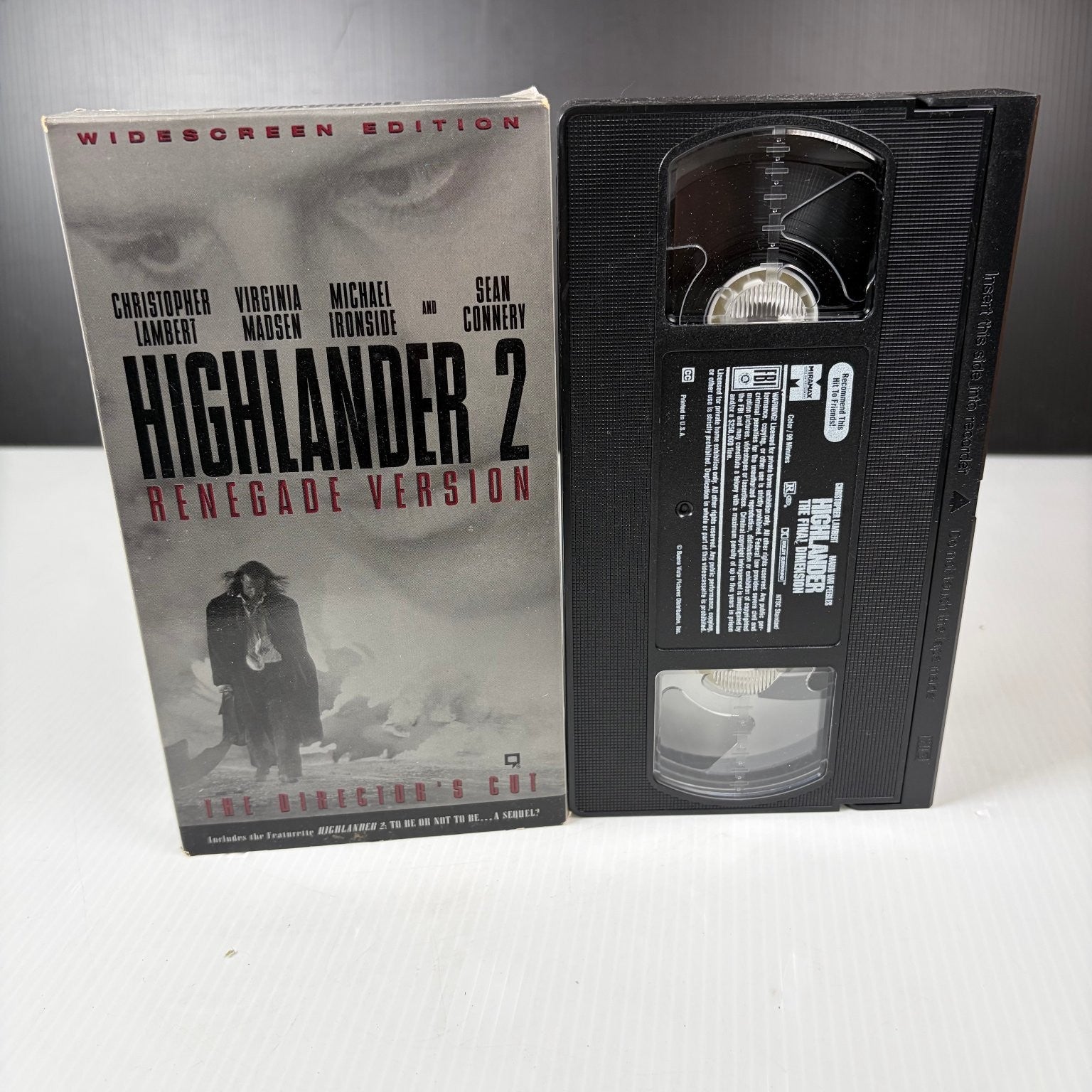 Highlander 2 Renegade Version VHS 1995 Sci-Fi Widescreen Director's Cut Republic