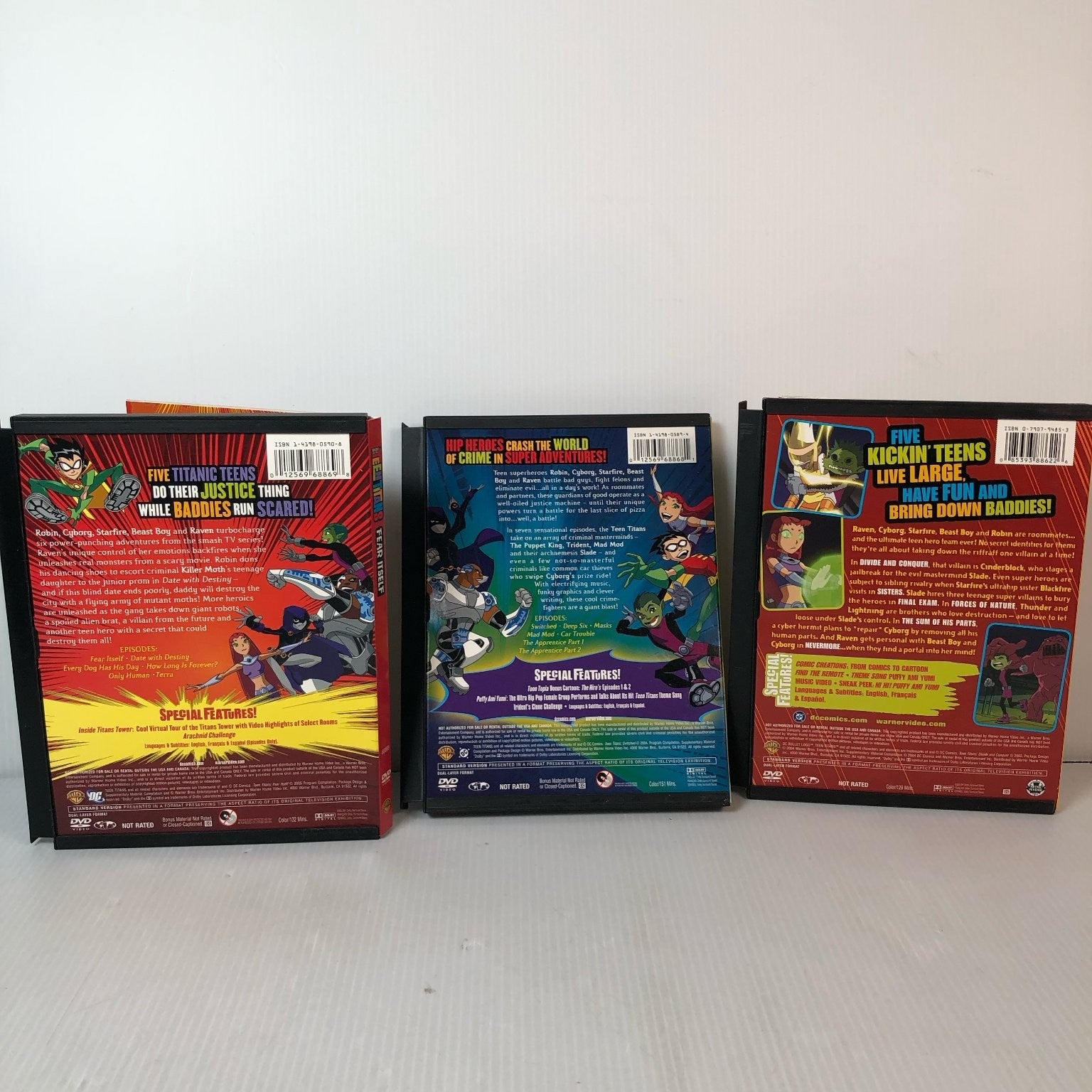 Teen Titans DVD Lot of 3 w/ Volumes 1 & 2, Season 2 Vol. 1 DC Comics Animation