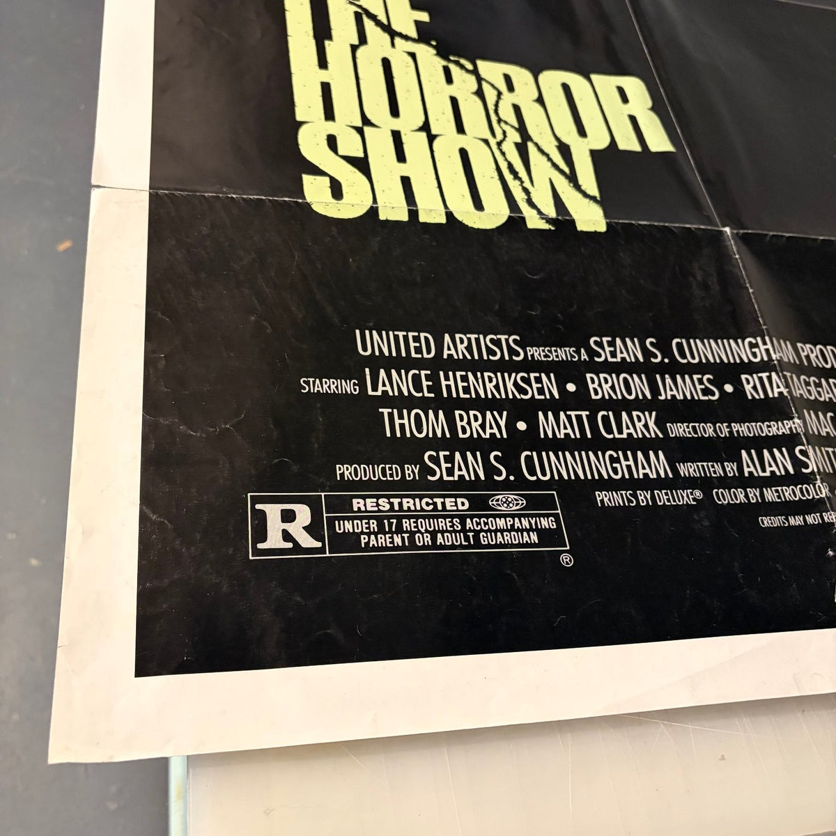 The Horror Show 1989 One Sheet Movie Poster United Artists Full Size 27"x41"