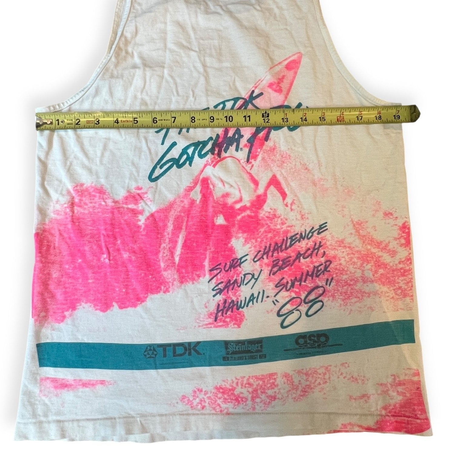 Vintage Gotcha Pro Men's Tank Top White Size M NO TAG Surf 1988 Hawaii (Dry Rot)