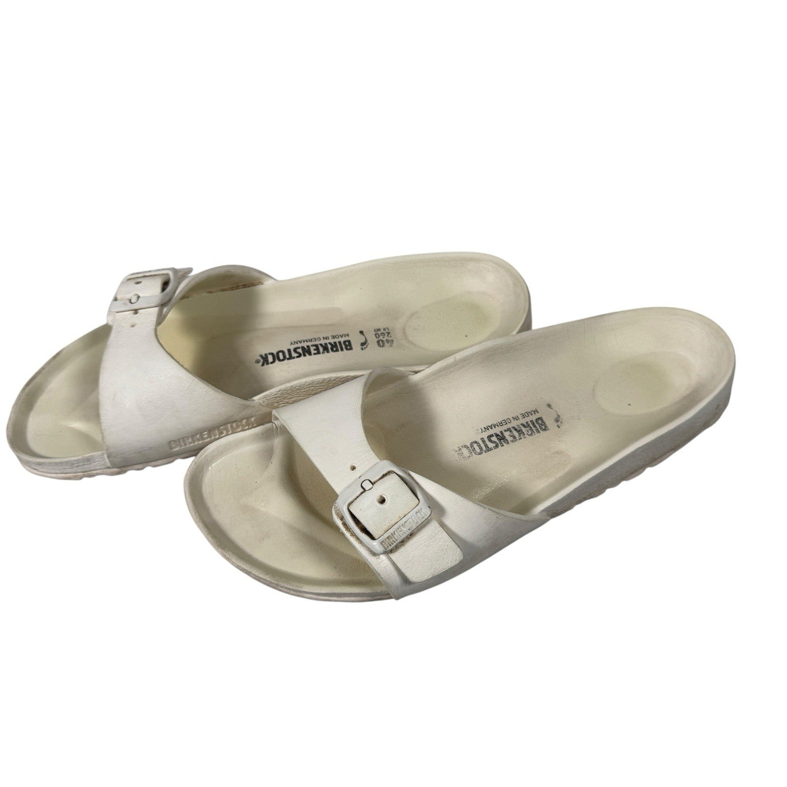 Birkenstock Madrid Essentials EVA Rubber Single Strap Flip Flops Size 40 White