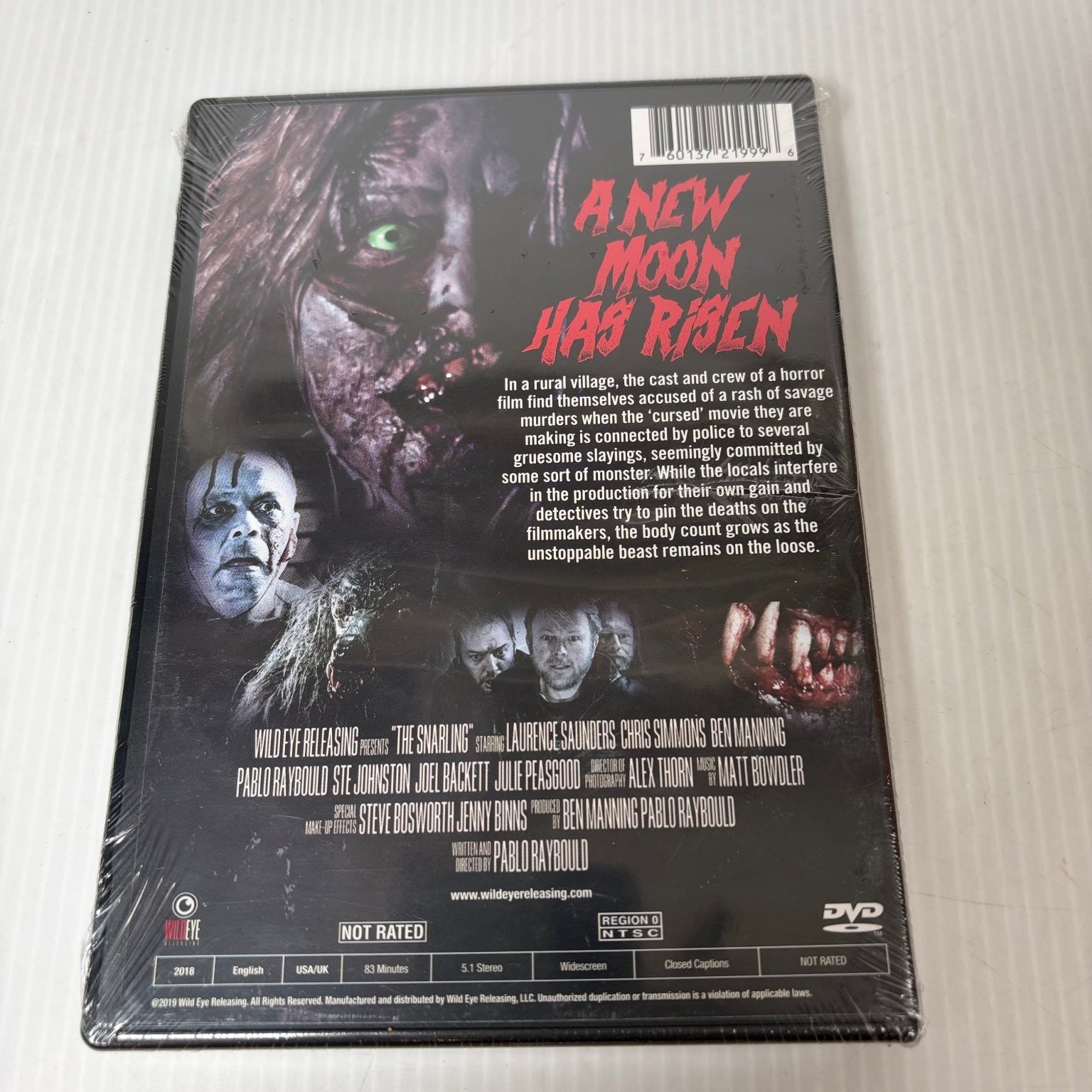 THE SNARLING DVD 2018 Pablo Raybould Horror Film Laurence Saunders Don't Cry