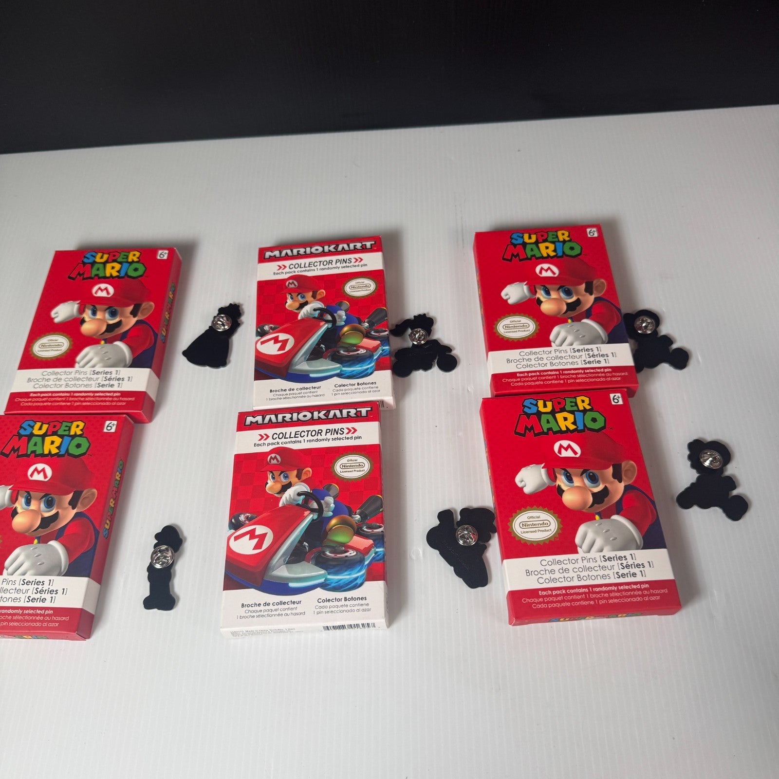Mixed Lot of 6 Super Mario & Mariokart Collector Pins Official Nintendo