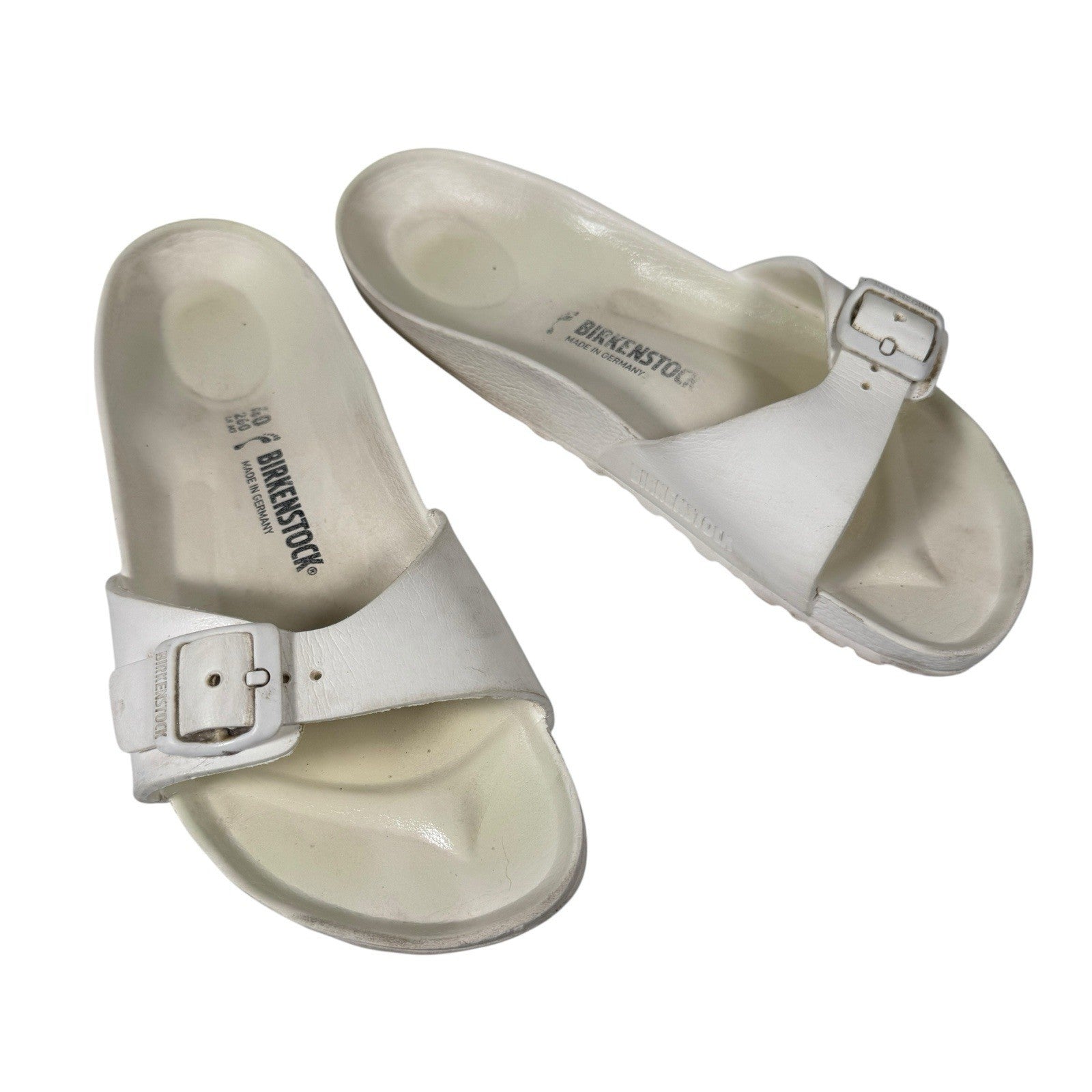 Birkenstock Madrid Essentials EVA Rubber Single Strap Flip Flops Size 40 White