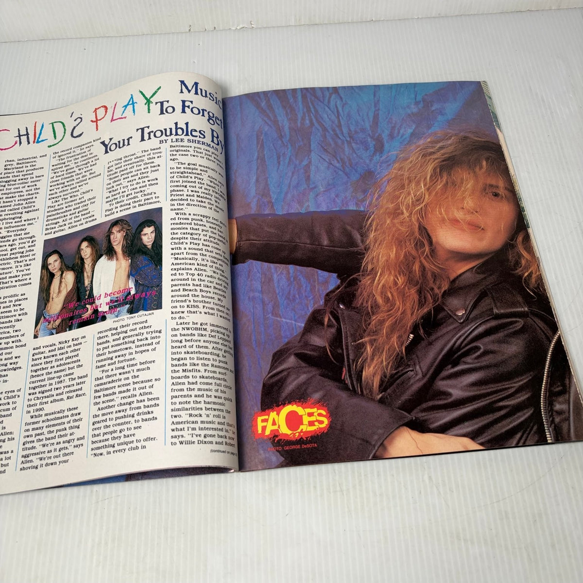 Faces Rocks Magazine March 1991 AC/DC Cinderella Warrant Queensryche Poster Rock