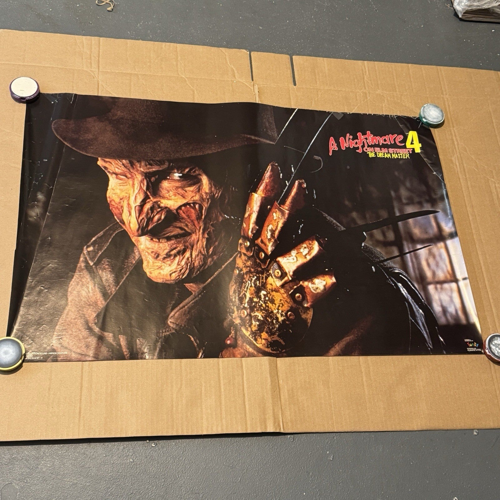 Vintage 1980s Nightmare On Elm Street 4 Dream Master Poster 34X22 Freddy Krueger