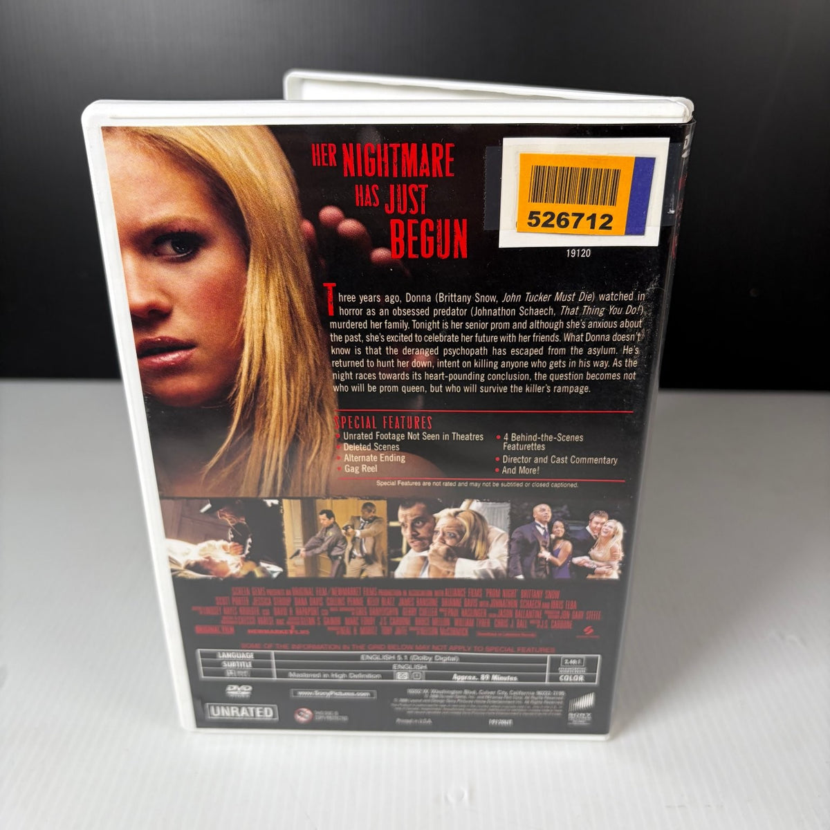 Prom Night DVD 2008 Unrated Version Brittany Snow Horror Special Features