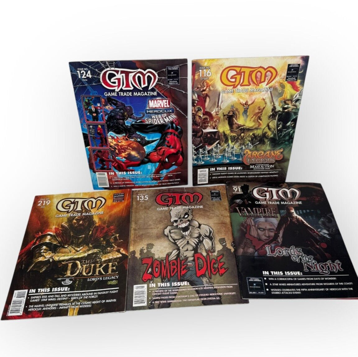 Lot of 5 Game Trade Magazine GTM Issues 91, 135, 124, 116, & 219 Tabletop Gaming