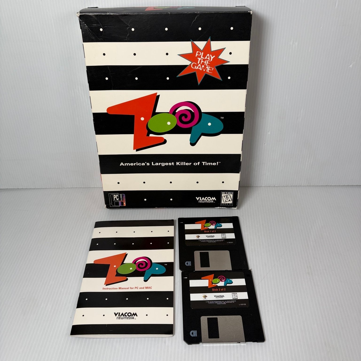 Zoop Big Box PC Mac Puzzle Video Game Viacom 3.5" Floppy Disk Complete