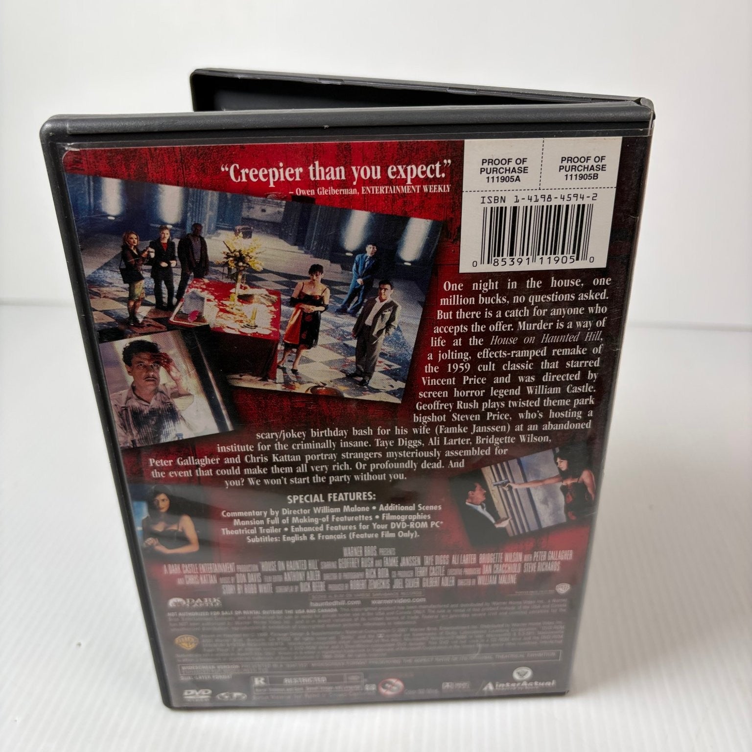 House on Haunted Hill DVD 1999 William Malone Geoffrey Rush Horror