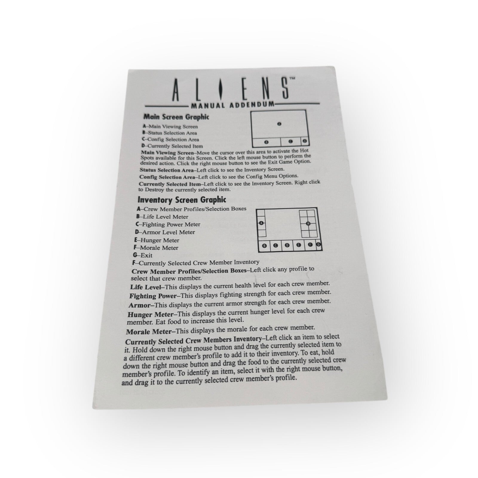 MANUAL & INSERTS ONLY - Aliens: A Comic Book Adventure by Mindscape PC Game 1995