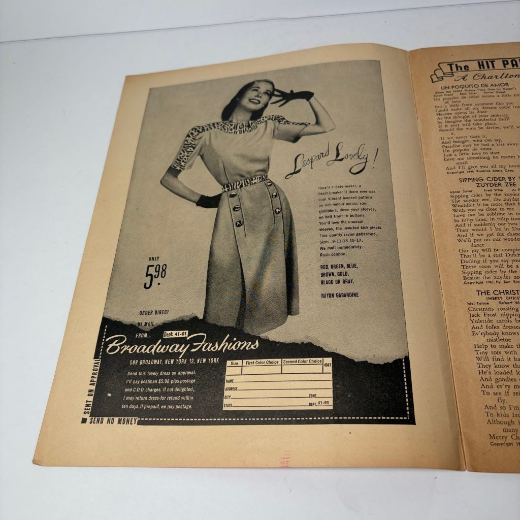 Hit Parader Magazine January 1948 Gene Tierney Cover Vol VI No 2 Song Lyrics