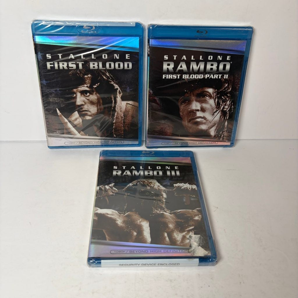 Rambo Blu-ray Lot First Blood I II III Stallone Lionsgate Trilogy Sealed