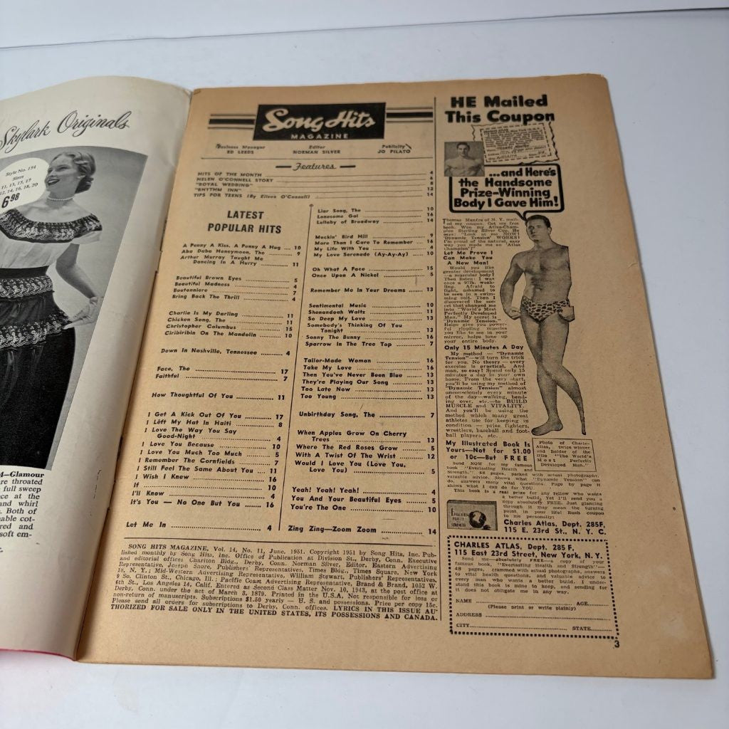 Song Hits Magazine June 1951 Helen O'Connell Royal Wedding Vol 14 No 11 Lyrics