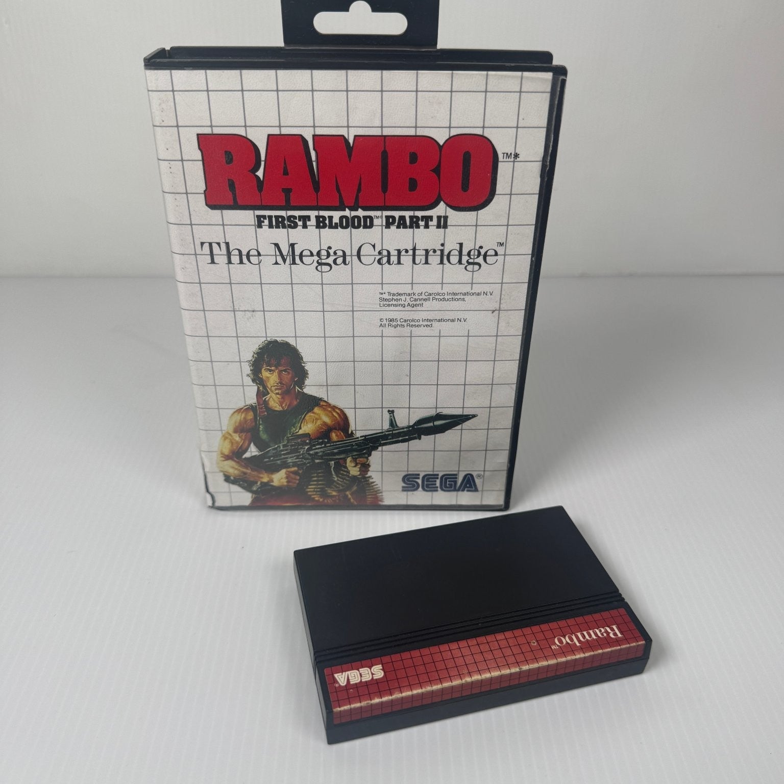 Rambo First Blood Part II Sega Mega Drive Game Action Case & Game w/ Hangtab
