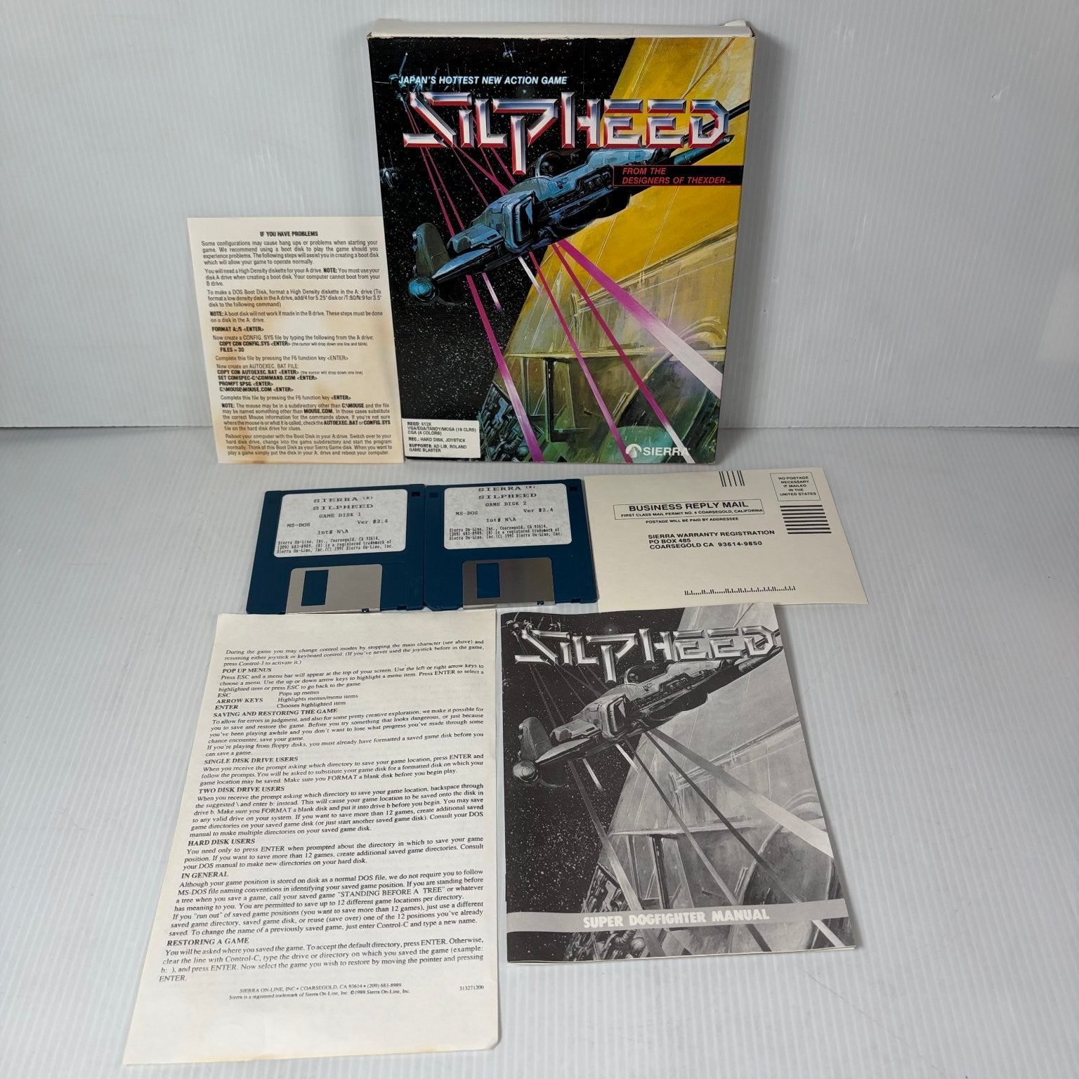 Silpheed MS-DOS PC Big Box Video Game 3.5" Floppy Disk Space Shooter Complete