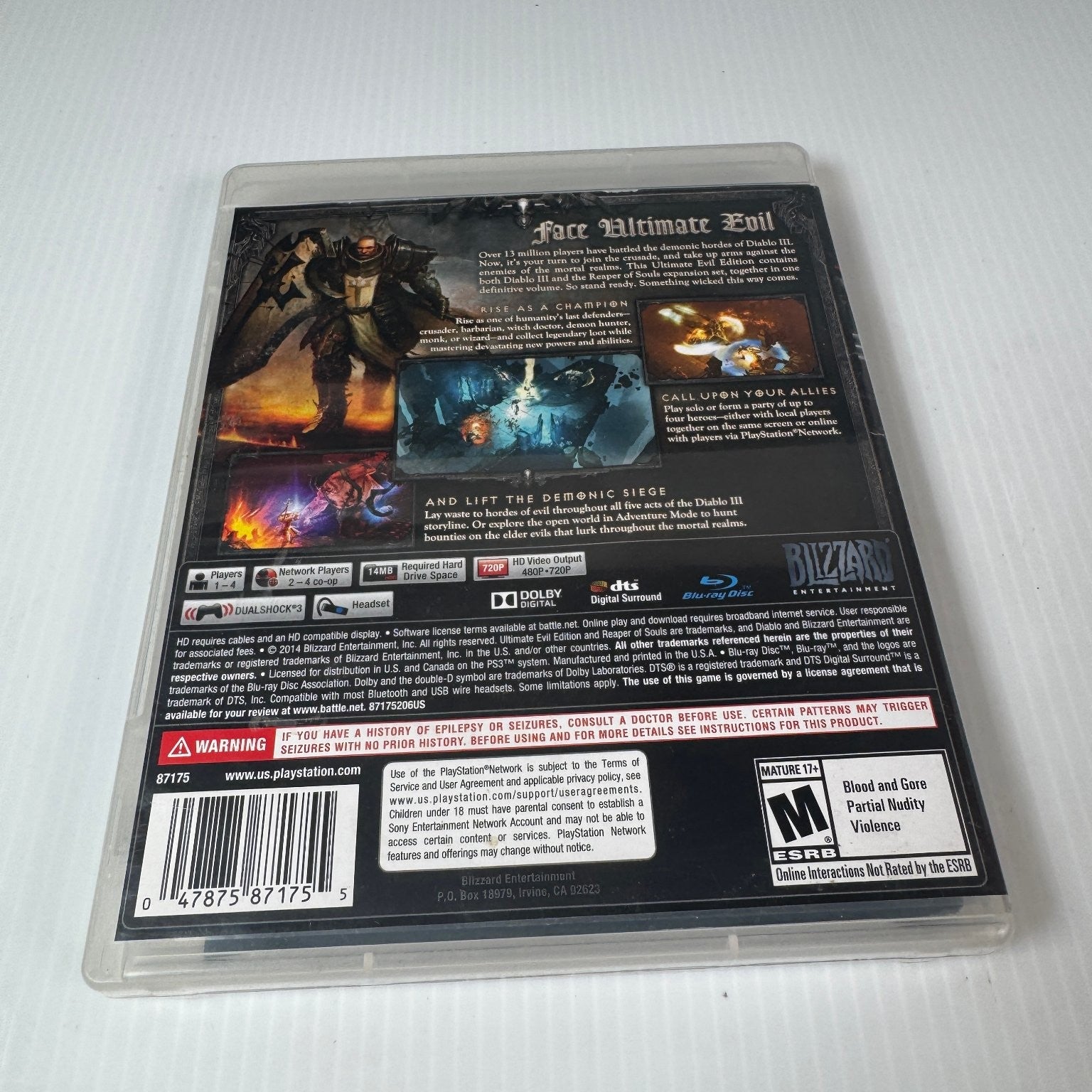 Diablo III Ultimate Evil Edition PS3 Video Game Multiplayer RPG