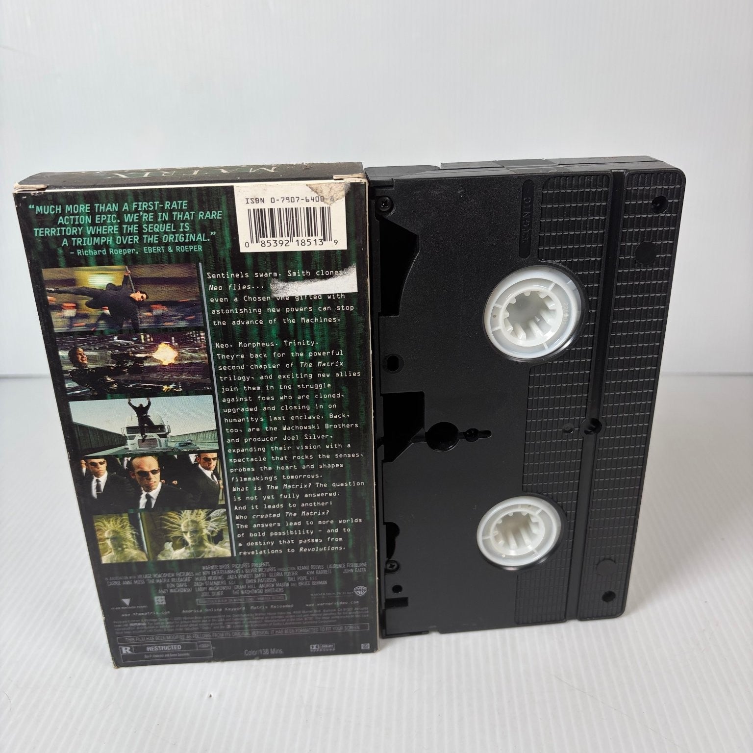 Matrix Reloaded VHS 2003 Sci-Fi Action Wachowskis Ex-Blockbuster Rental