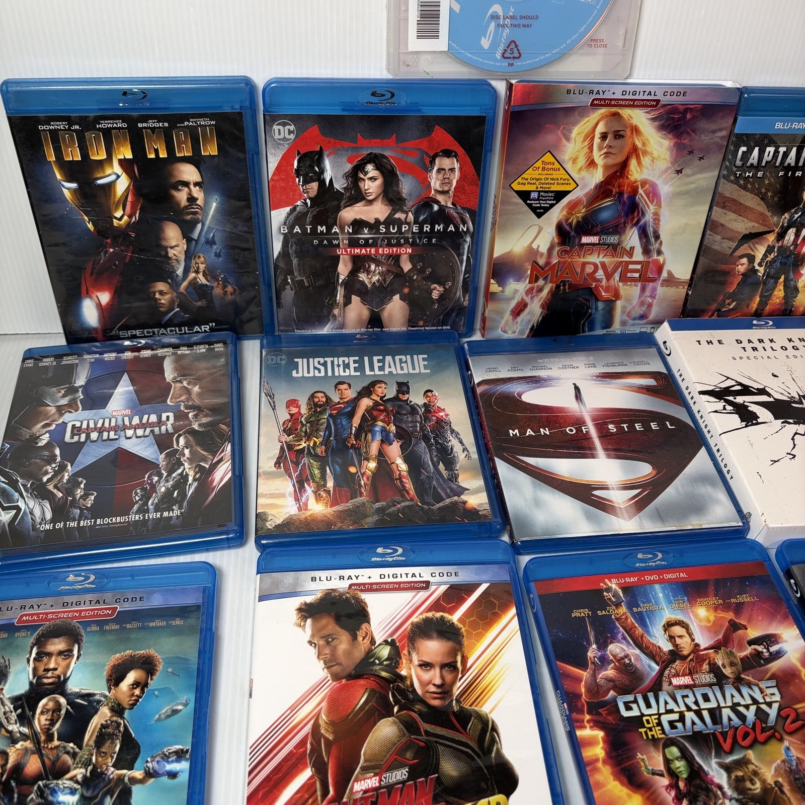 Huge 13 Movie Superhero Blu-ray Lot Marvel DC The Dark Knight Trilogy Avengers