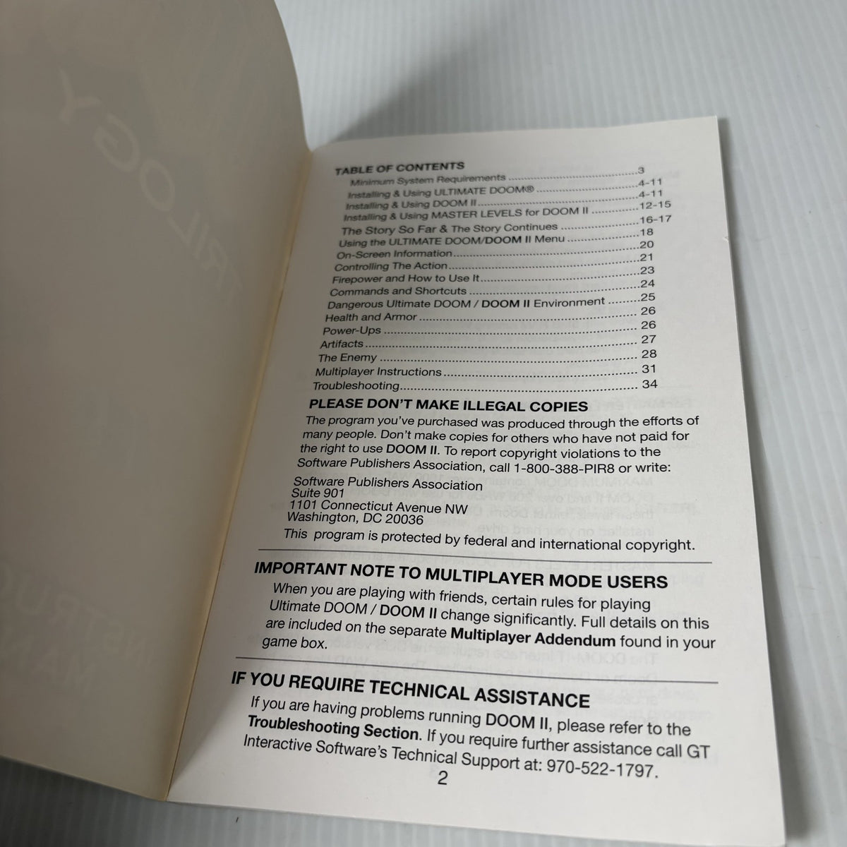 The Depths of Doom Trilogy PC Instruction Manual id Software Ultimate Doom II