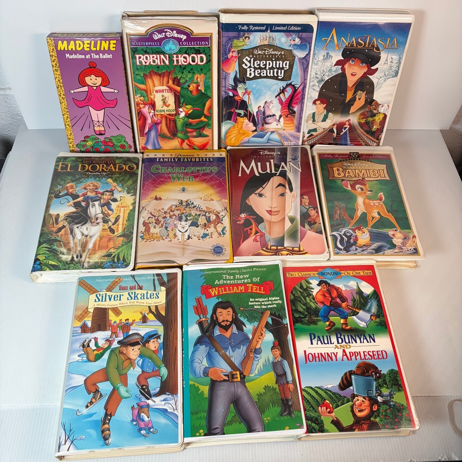 Disney & Animated Classics VHS Lot 11 Tapes Bambi Mulan Sleeping Beauty