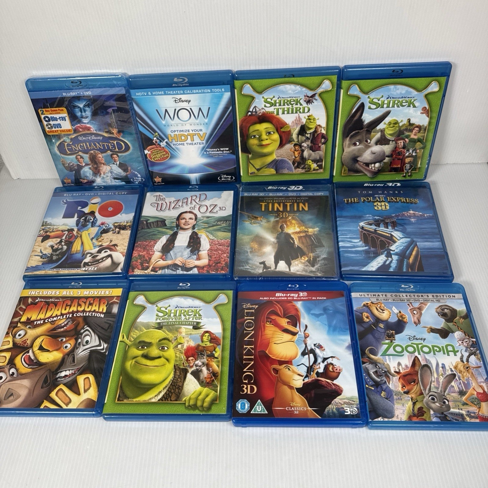 Lot Of 12 Disney Blu Ray, 3D Blu Ray, Movies & Sets Shrek, Madagascar & More