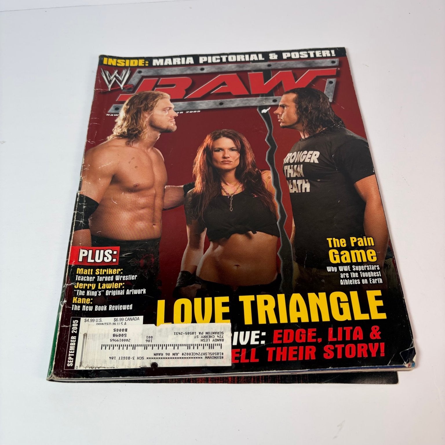 WWE RAW Magazine September 2005 Edge Lita Kane Love Triangle Poster