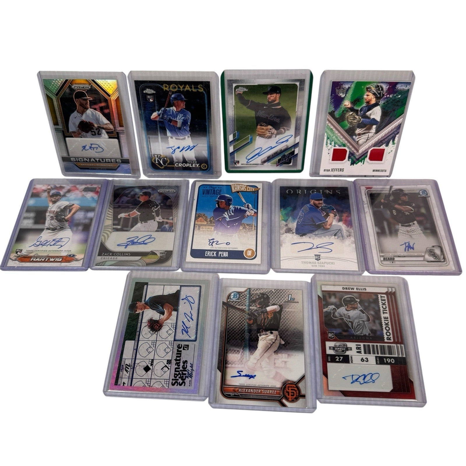 Lot Of 12 Baseball Autograph & Relic Cards Ryan Jeffers, Erick Pena & More