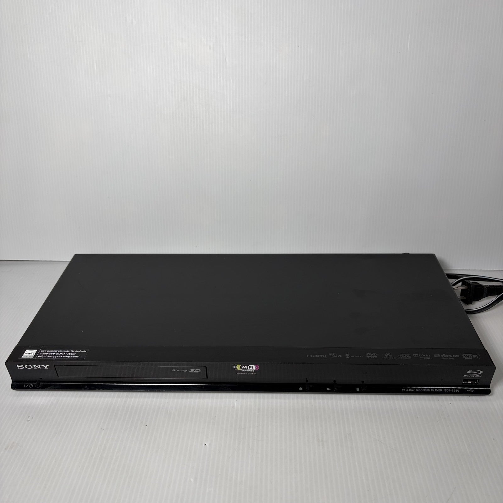 Sony BDP-S580 Blu-ray Disc DVD Player 3D Wi-Fi HDMI USB BD-Live Black
