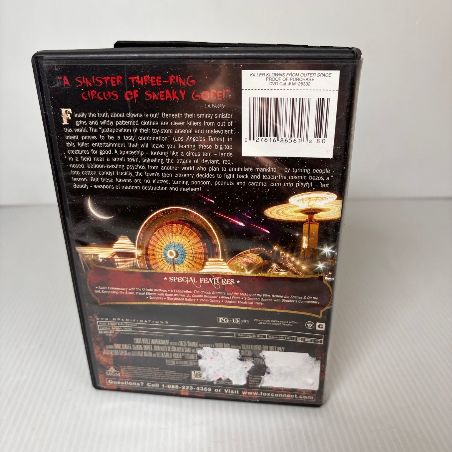 Killer Klowns From Outer Space DVD 2001 Stephen Chiodo Cult Classic Horror