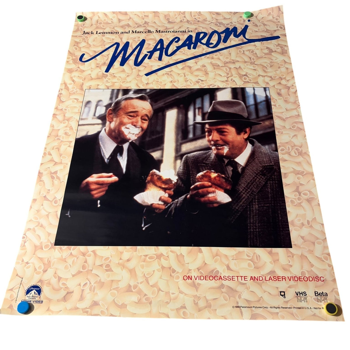 Macaroni 1986 Video Store Movie Poster Paramount Pictures 32"x23"
