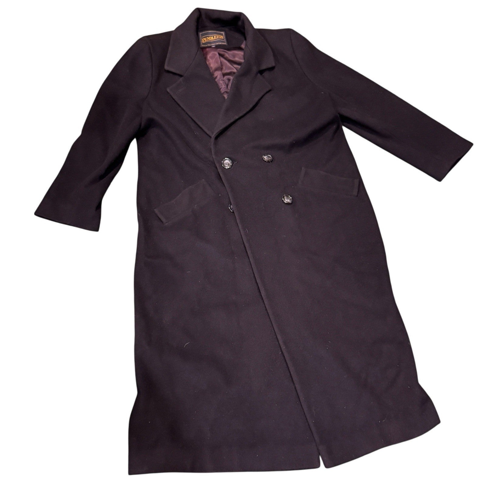 Pendleton Women’s Wool Trench Coat Double Breasted Petit Size 12p Navy