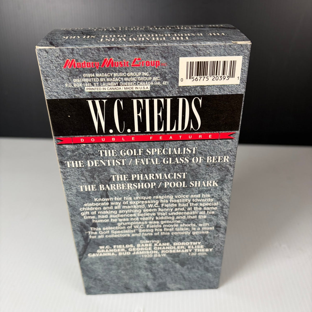W.C. Fields VHS 1994 Comedy Double Feature Madacy Music Group