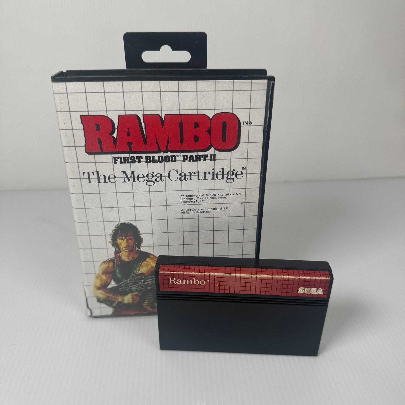 Rambo First Blood Part II Sega Mega Drive Game Action Case & Game w/ Hangtab