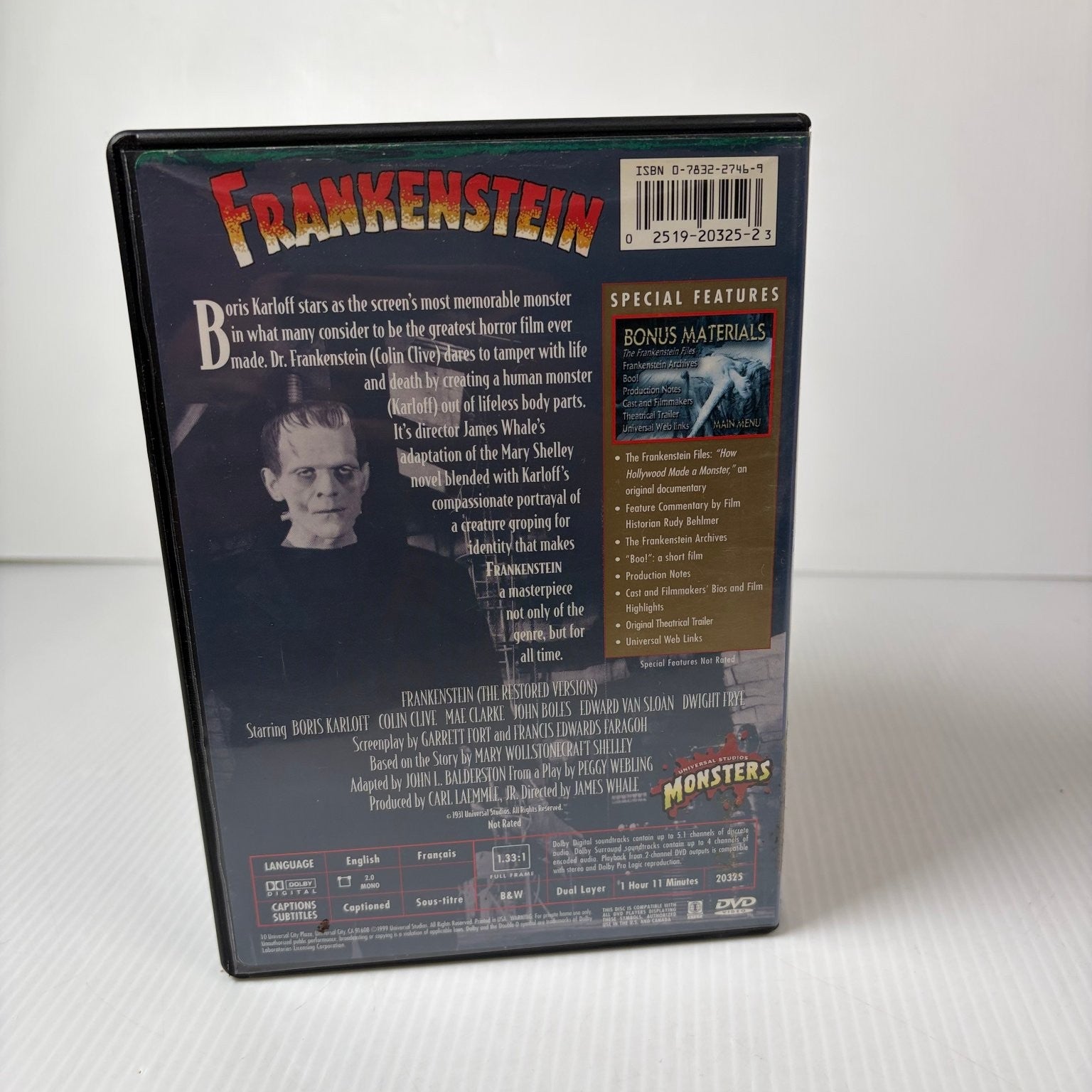 Frankenstein DVD 1931 Boris Karloff James Whale Classic Monster Film