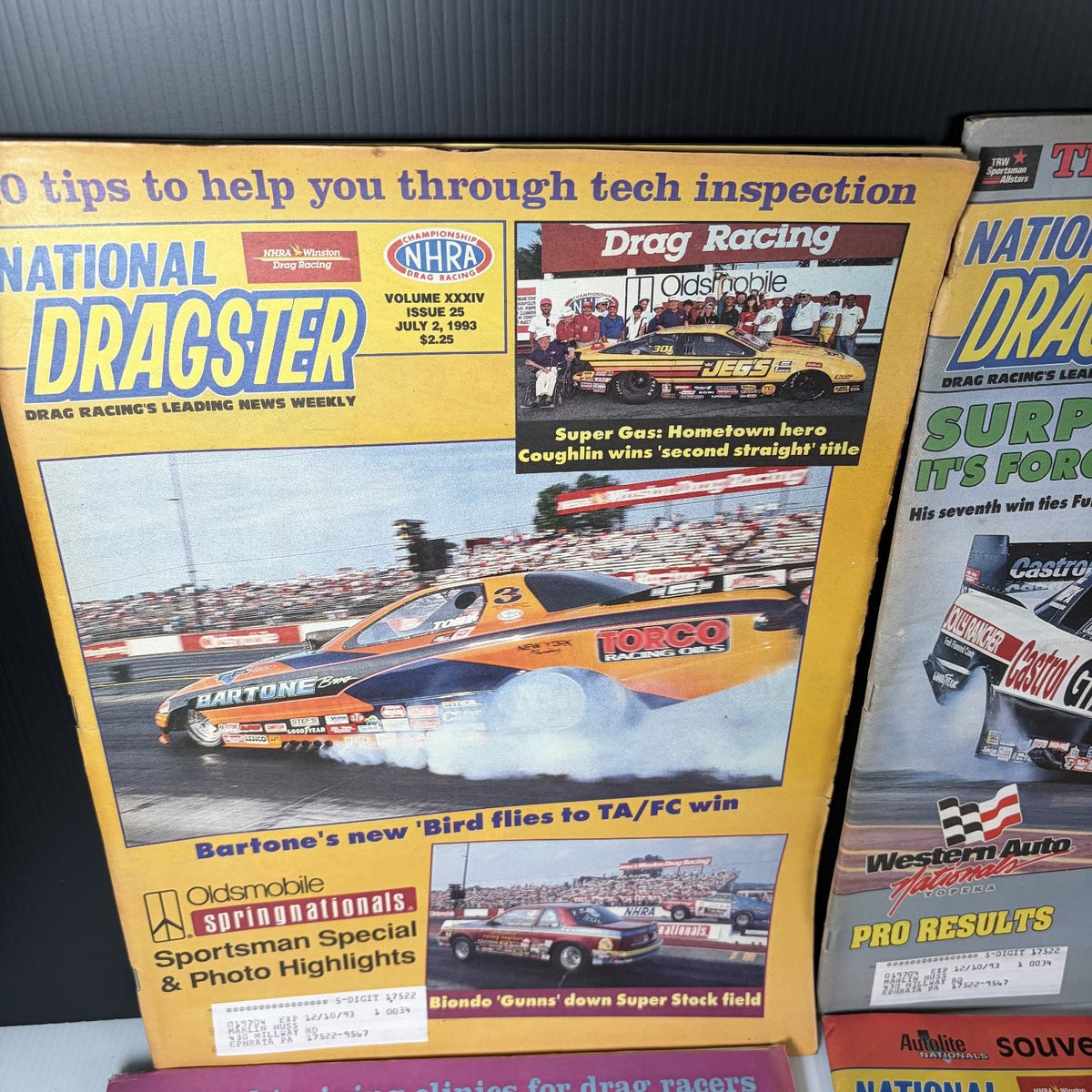Lot of 20 National Dragster Magazine 1993 July-December Drag Racing NHRA Weekly