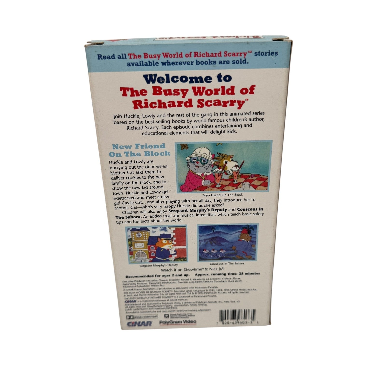 Vintage Richard Scarry's New Friend On The Block VHS 1996 Kids Animation Tested