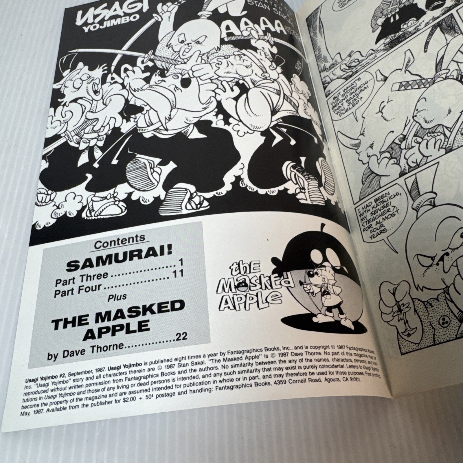 Usagi Yojimbo #2, September 1987, Fantagraphics Comics,  Sakai, FN