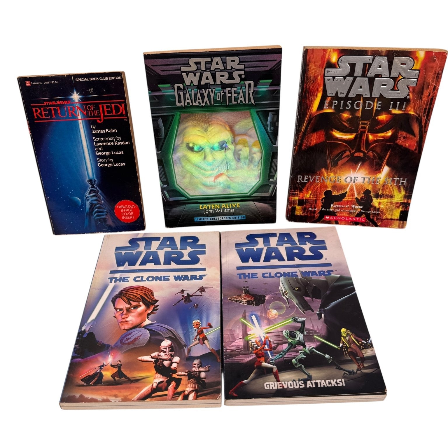 Star Wars YA Fiction Book Lot of 5 Galaxy of Fear, Clone Wars, ROTJ & More