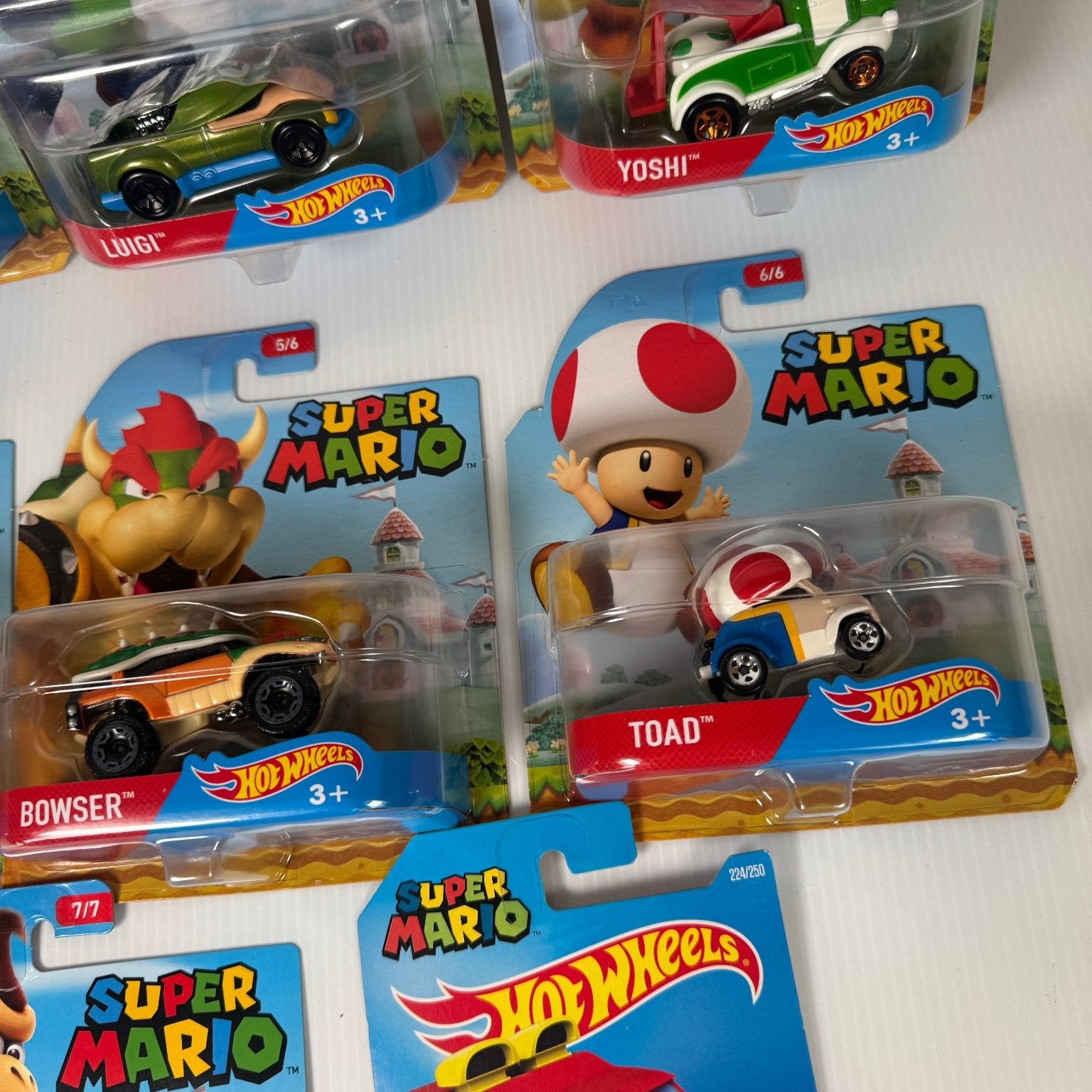 Mattel Hot Wheels Super Mario Character Cars 1/64 Scale Full Set w/ Extras