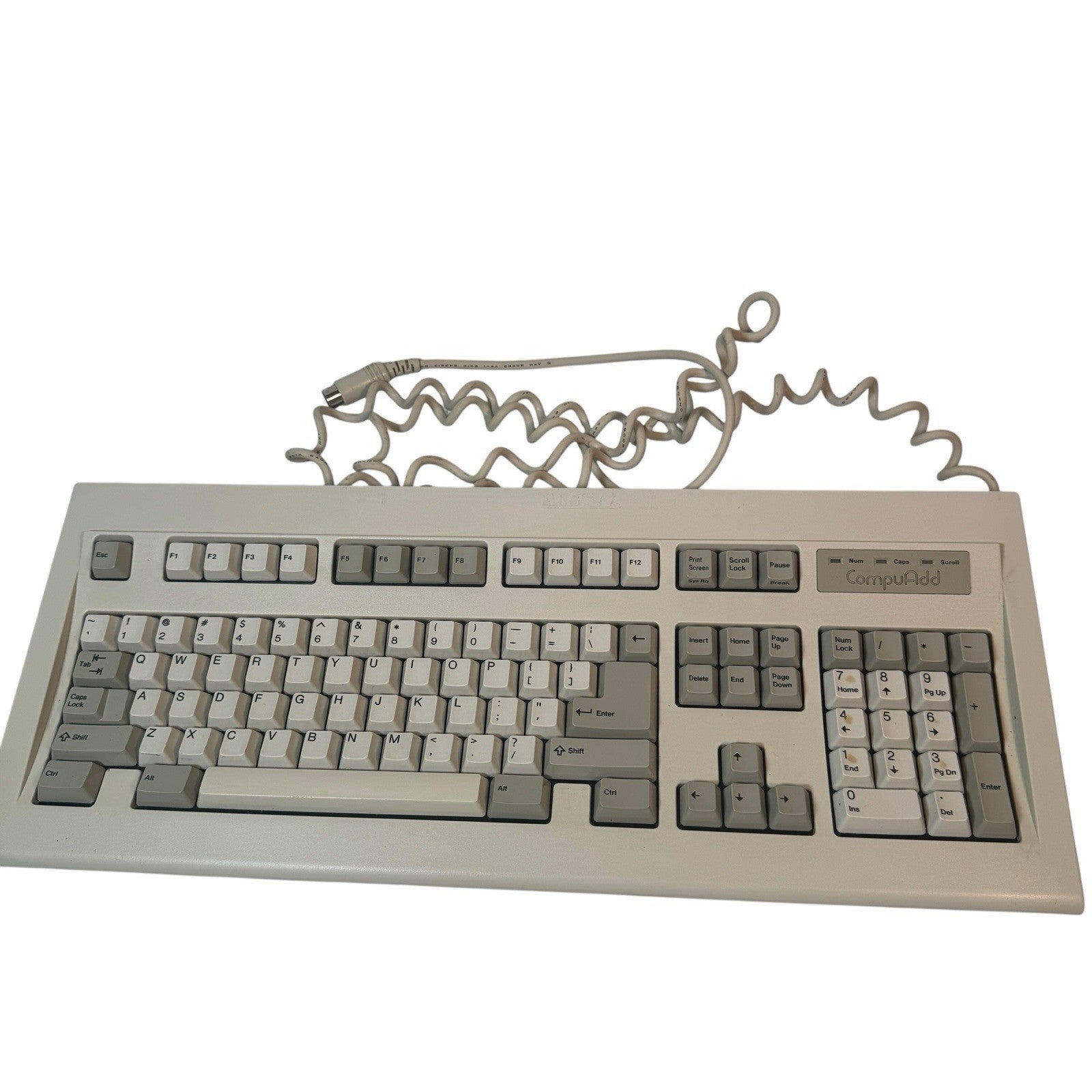 Vintage CompuAdd Mitsumi KPQ-E99YC Retro Mechanical Keyboard Coiled Cable