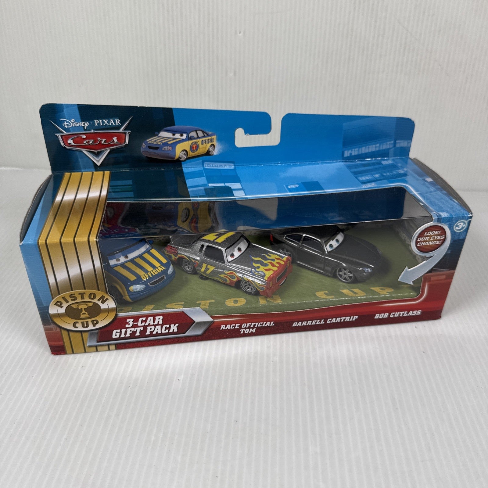 Disney Pixar Cars PISTON CUP 3-CAR GIFT PACK DARREL BOB TOM 2010 1:55 Diecast
