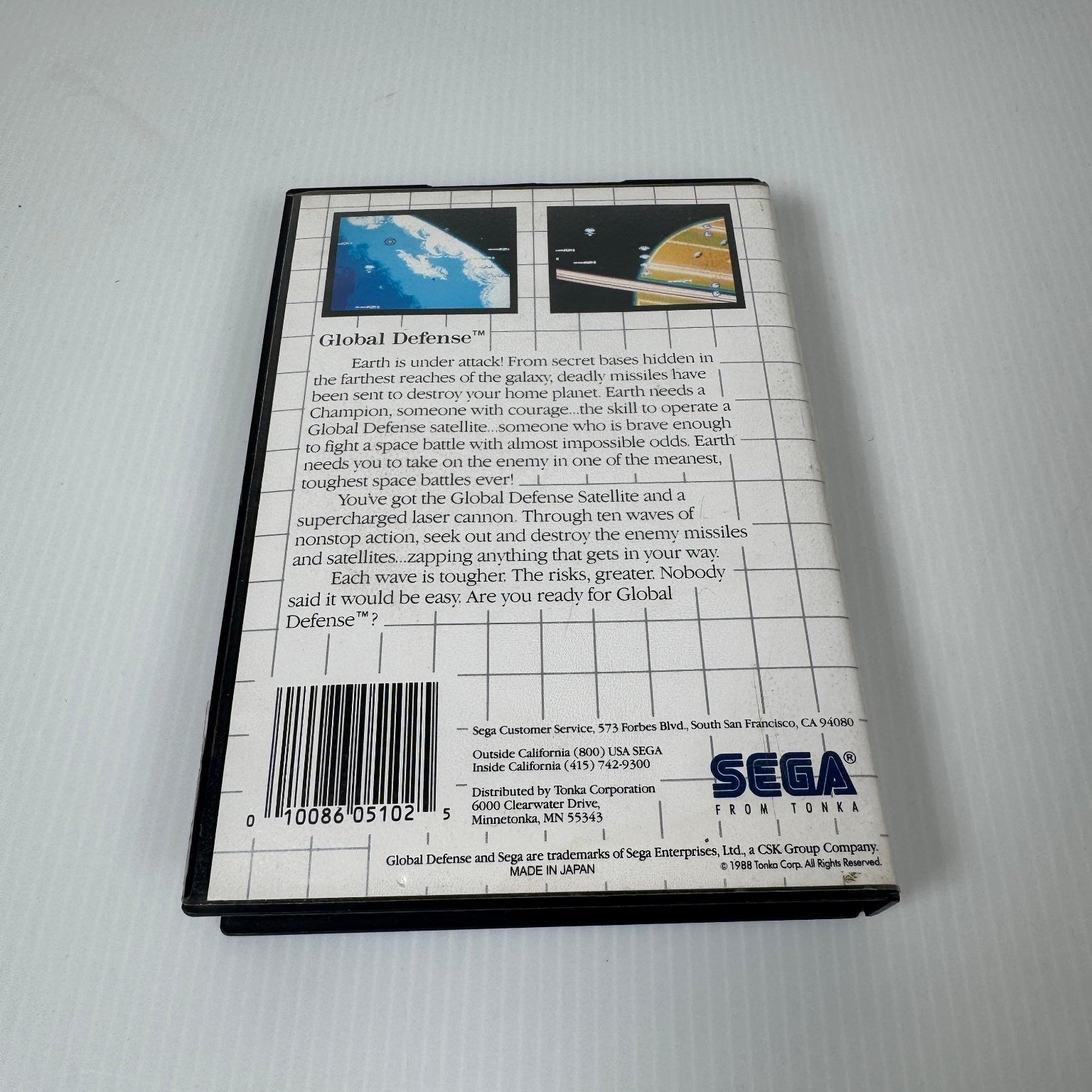 Global Defense Sega Master System Game Shooter Complete CIB w/ Poster
