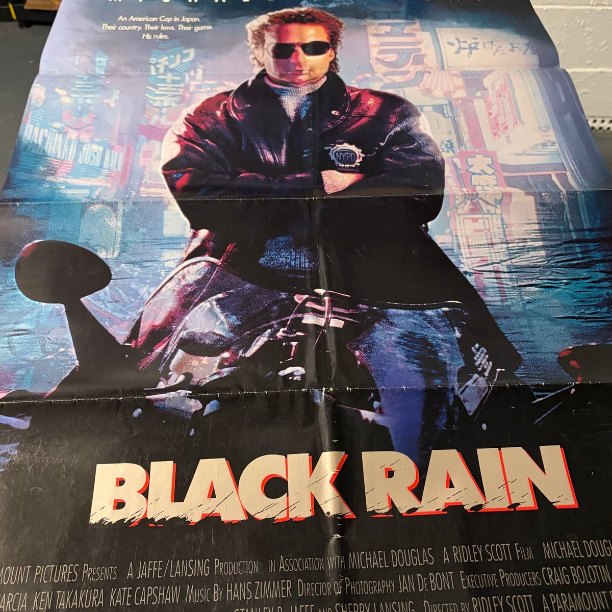 Black Rain 1989 One Sheet Movie Poster Michael Douglas Ridley Scott Vintage