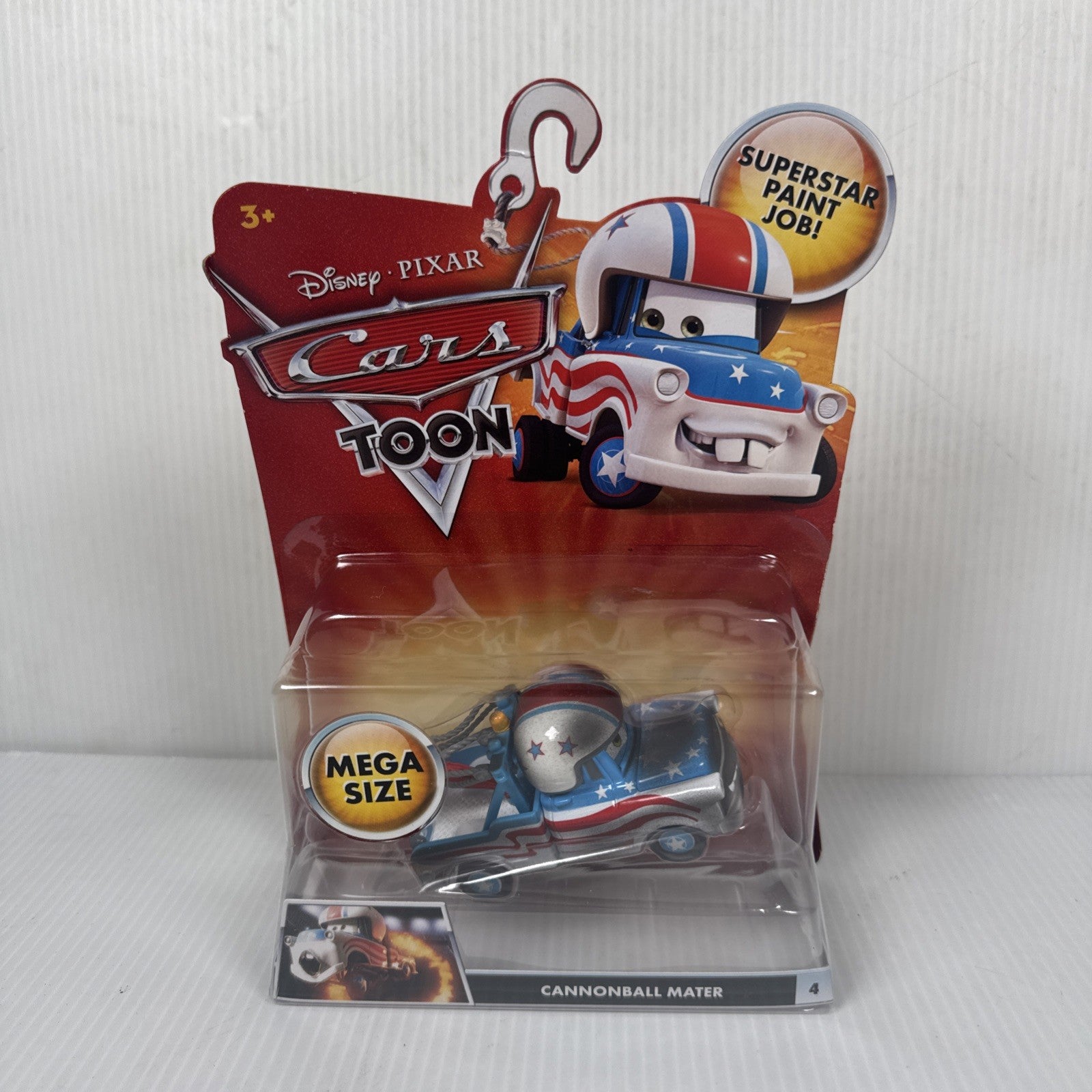 Disney Pixar Cars Toon Cannonball Mater #4 Mega Size Superstar Paint Job Sealed