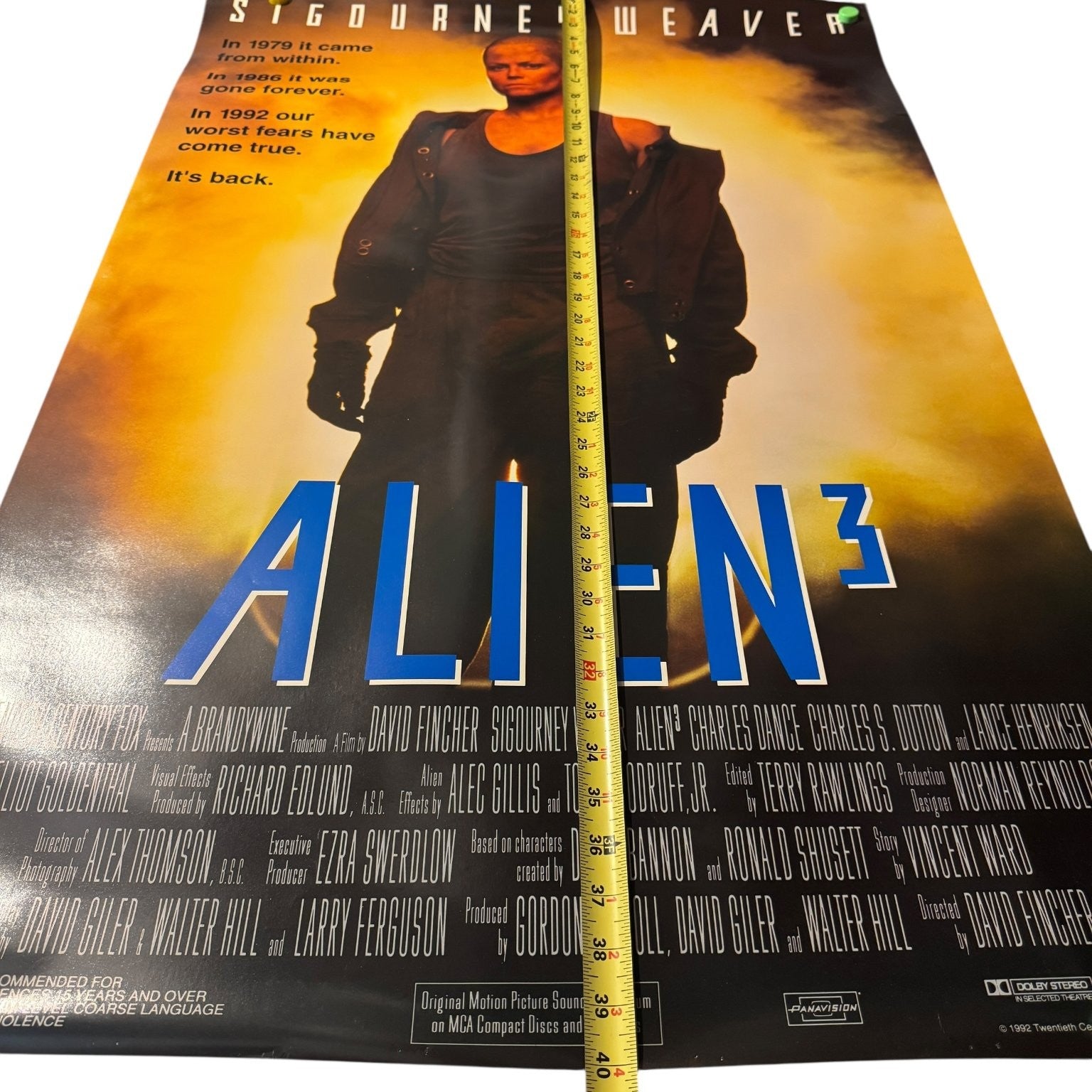 Vintage Alien 3 1992 AU Release One Sheet Movie Poster Sigourney Weaver Fincher