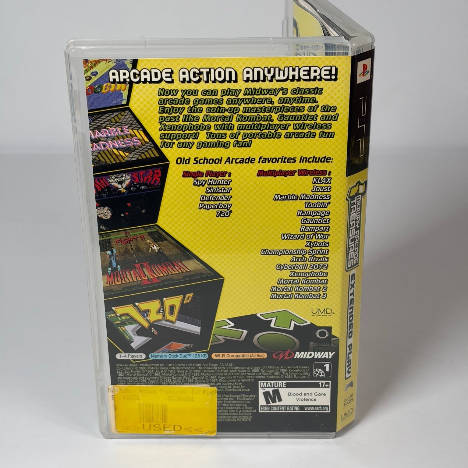 Midway Arcade Treasures Extended Play PSP Game Classic Arcade Complete CIB
